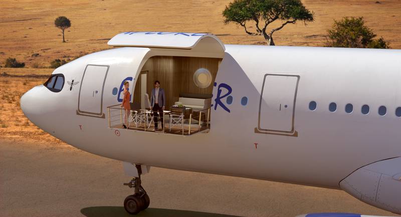 The 'Explorer' has made use of the cargo door and floor in the forward fuselage area to form a spacious veranda.