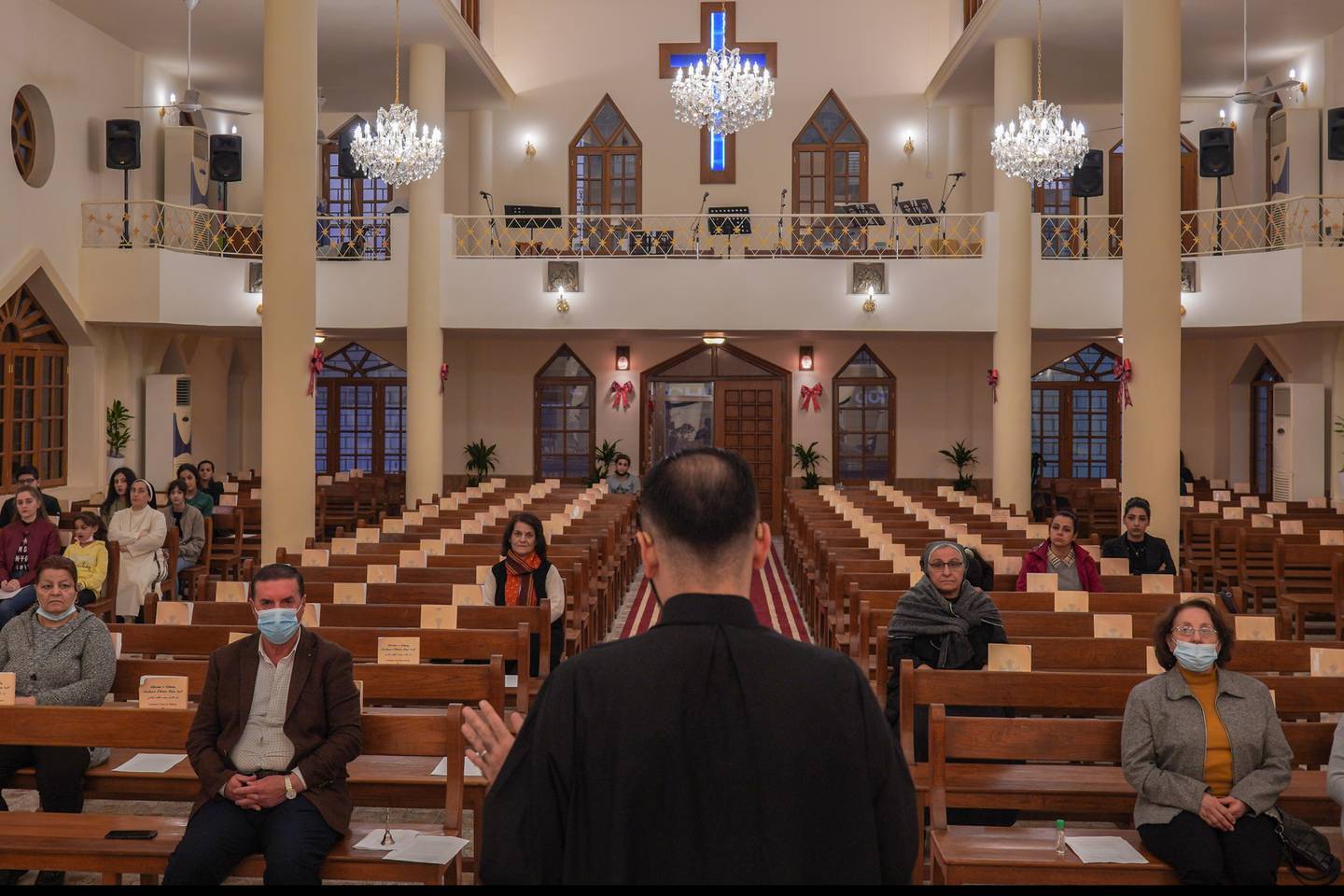 A service at the Virgin Mary's Chaldean Catholic Church in central Baghdad.