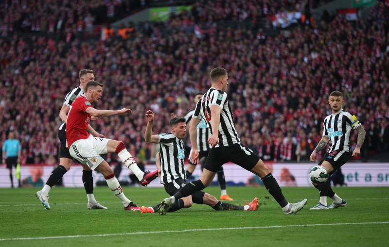 Wout Weghorst of Manchester United shoots. Getty 