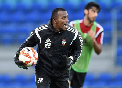 Majed Naser, the Al Ahli goalkeeper, will be playing in his third Asian Cup for the UAE as he replaces Ali Kasheif, who has been pressed into national service. Courtesy UAE FA