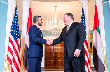 UAE Minister of Foreign Affairs and International Co-operation Sheikh Abdullah bin Zayed Al Nahyan visits Washington DC and meets US Secretary of State Mike Pompeo. WAM