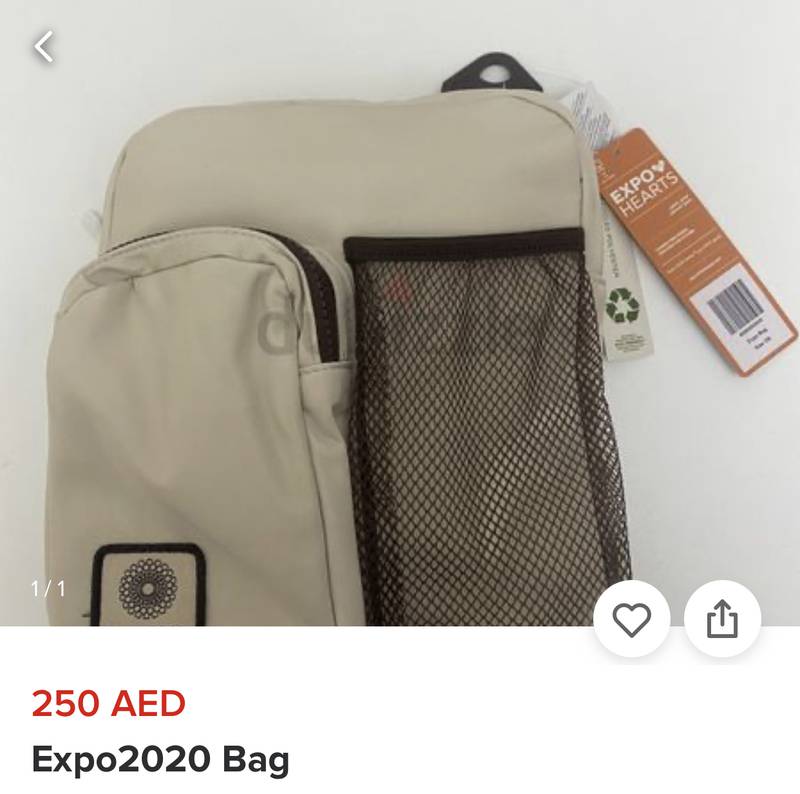 An Expo 2020 bag is being advertised for Dh250 on Dubizzle.