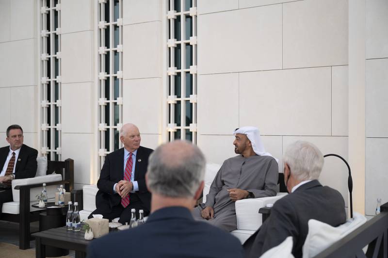 Sheikh Mohamed meets with Benjamin Cardin, US Senator at Al Shati Palace.