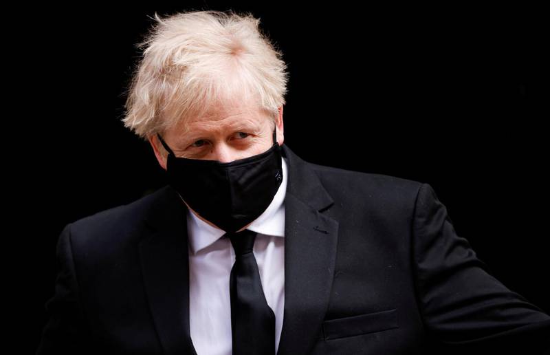 FILE PHOTO: Britain's Prime Minister Boris Johnson walks outside Downing Street, amid the coronavirus disease (COVID-19) pandemic, in London, Britain, April 14, 2021. REUTERS/John Sibley//File Photo