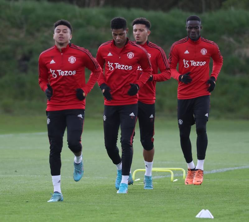 Jesse Lingard, Marcus Rashford, Jadon Sancho and Eric Bailly are put through their paces. 
