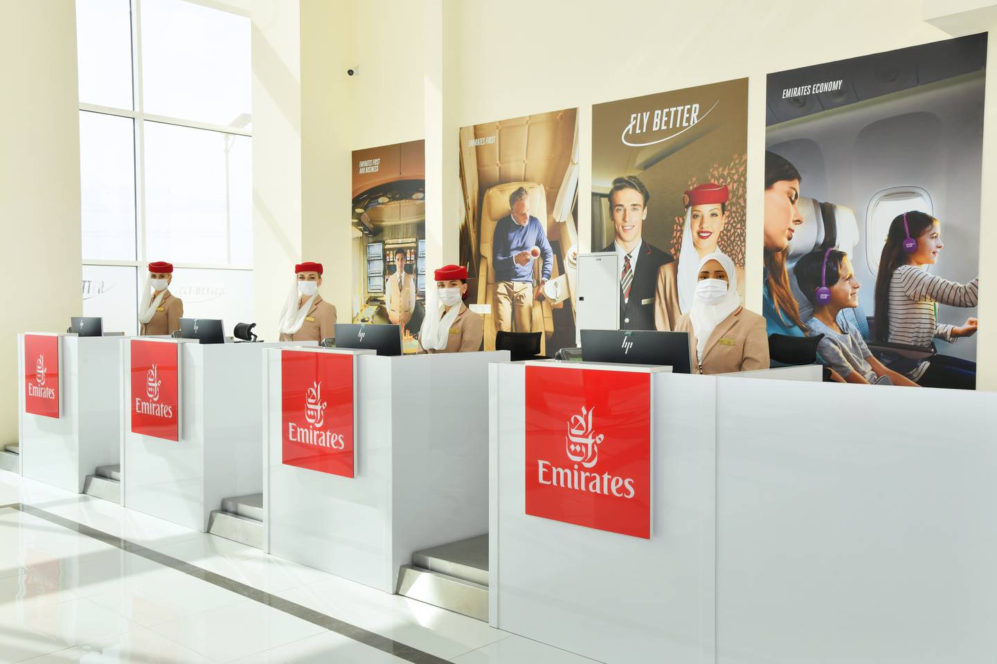 Travellers flying Emirates can check-in for flights at the remote facility in Ajman. Photo: Emirates