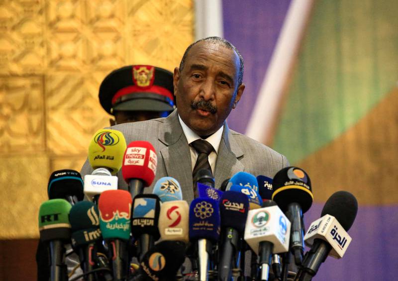 Sudan's Sovereign Council chief General Abdel Fattah al-Burhan speaks during the opening session of the First National Economic Conference in the capital Khartoum on September 26, 2020. (Photo by ASHRAF SHAZLY / AFP)