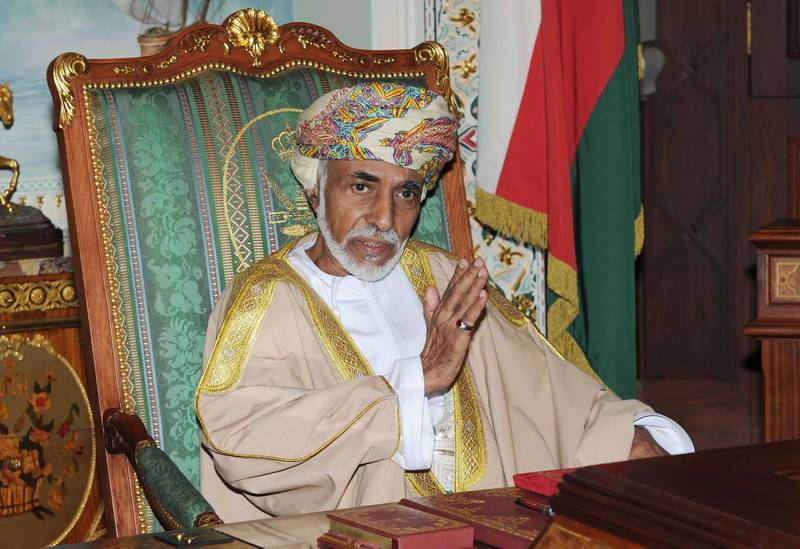 Oman's Sultan Qaboos Bin Said is pictured during a cabinet meeting at the royal palace in Muscat. Sultan Qaboos, who ruled Oman for almost half a century, has died at the age of 79. AFP
