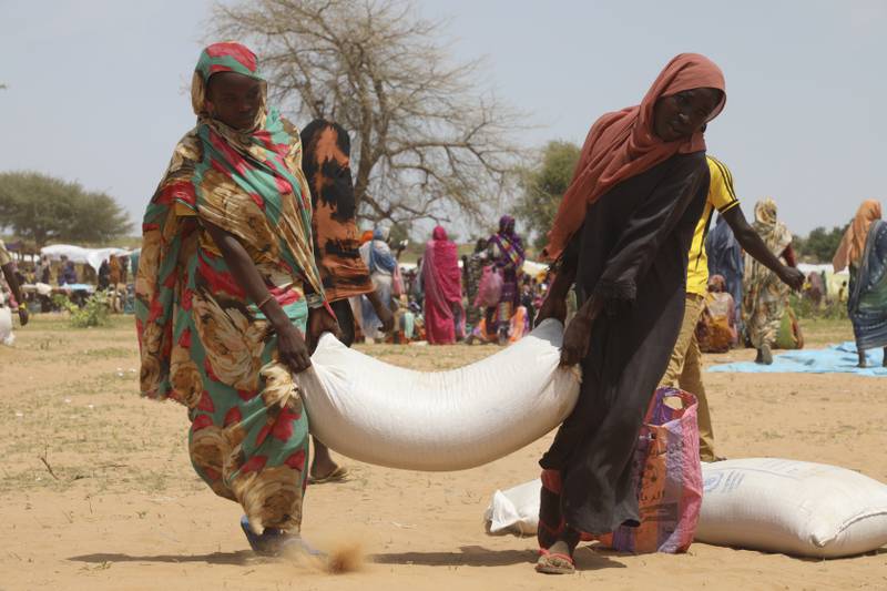 Refugees who fled the conflict in Sudan at the Zabout refugee Camp in Goz Beida, Chad. AP