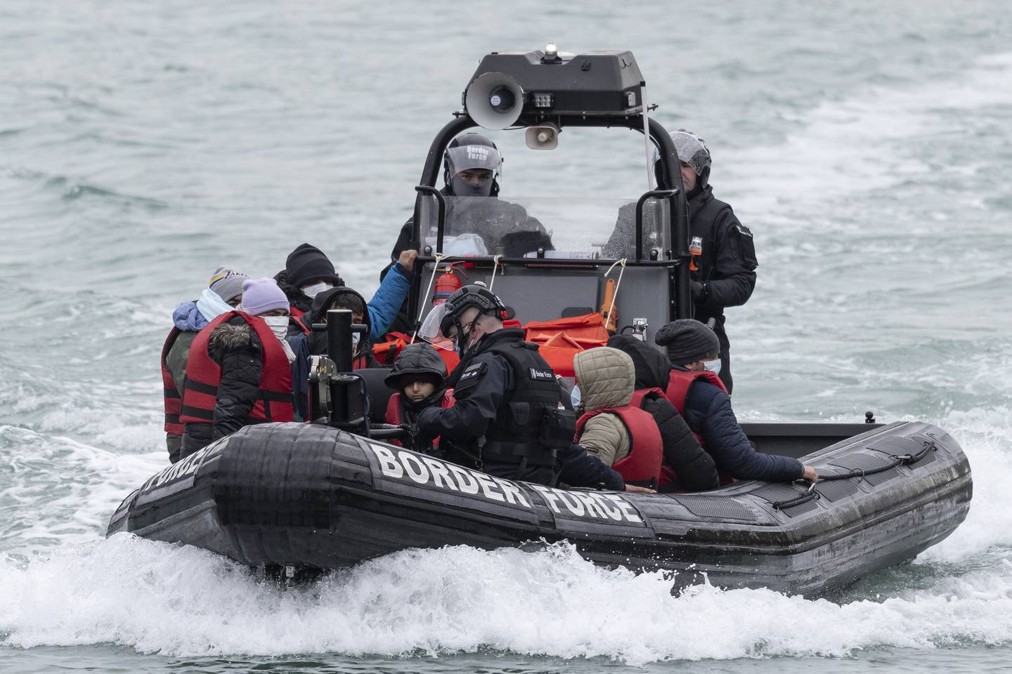 A group of migrants arrives in Dover on board a Border Force vessel. Getty Images