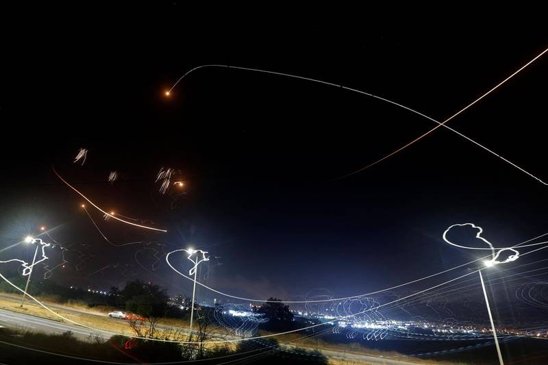 Israel's Iron Dome aerial defence system intercepts rockets launched from the Gaza Strip, above the southern city of Ashkelon. AFP