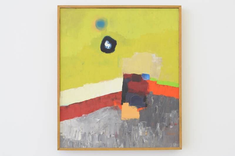 This untitled oil on canvas work by Etel Adnan from 1969 is part of the exhibition. Photo: Sfeir-Semler Gallery Beirut