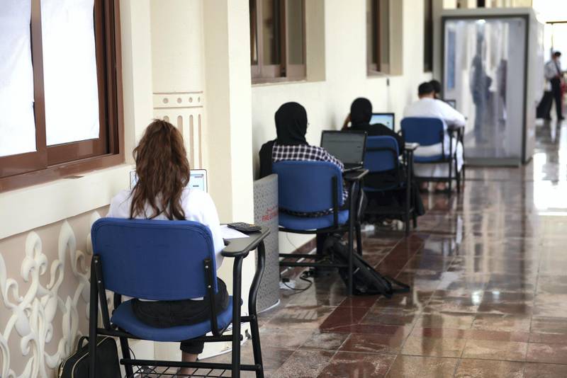 Students at University of Sharjah have to maintain social distance while in the exam halls. Courtesy: University of Sharjah 