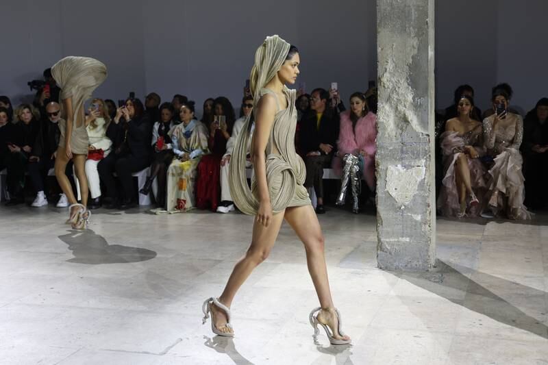 A model walks the runway during Gupta's haute couture spring/summer 2023 show 