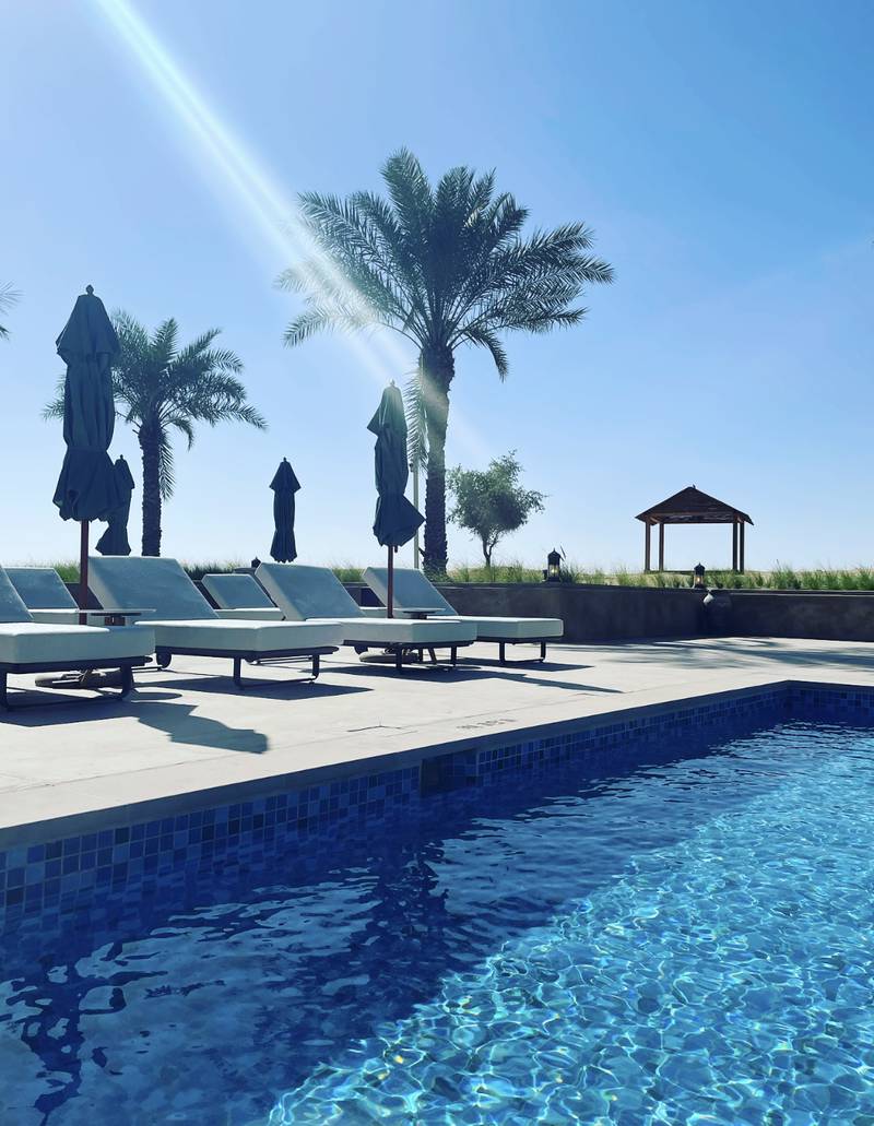 One of the three swimming pools at Bab Al Shams resort