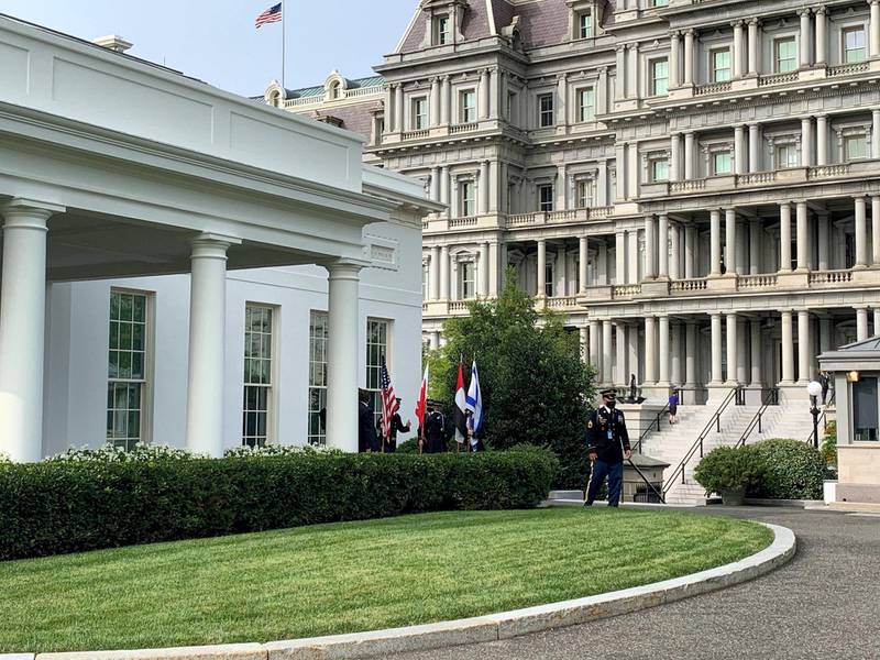 Preparations at the White House for the signing of the Abraham Accord.