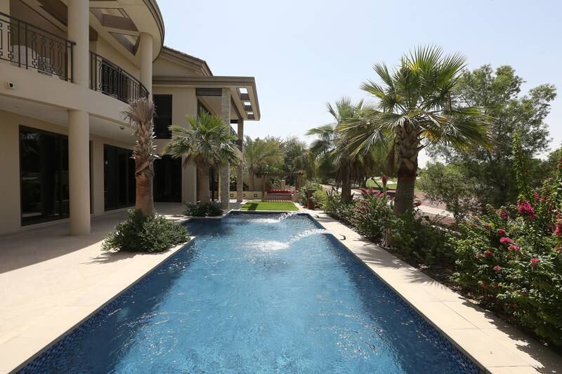 DUBAI , UNITED ARAB EMIRATES Ð June 08 , 2014 : Exterior view of the villa in Sanctuary Falls at Jumeirah Golf Estates in Dubai. ( Pawan Singh / The National ) For Weekend. Story by Selina