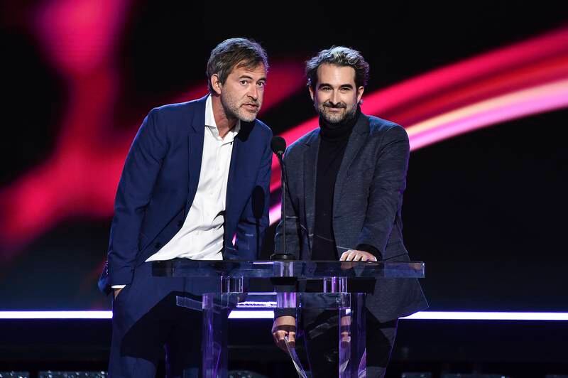 Mark and Jay Duplass present the award for Best Cinematography. AP Photo