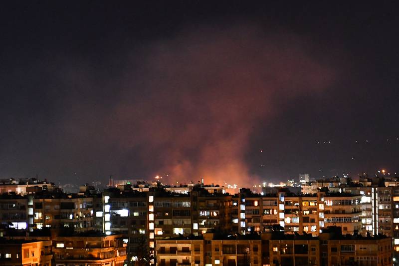 Smoke billows after an Israeli air strike in Damascus in 2020. Israel launched several surface-to-surface missiles towards the south of the Syrian capital on Wednesday. AFP