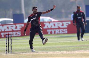 UAE pacer Zahoor Khan flew to Pakistan following the death of his mother. Pawan Singh / The National