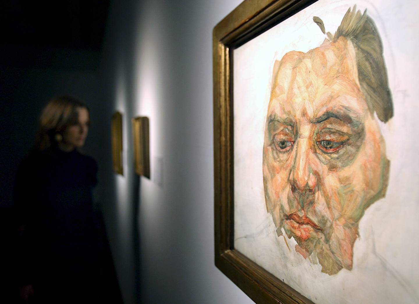 Lucian Freud's portrait of Francis Bacon, 1982, on display at Christie's auction house in London, UK, 14 October, 2008. EPA