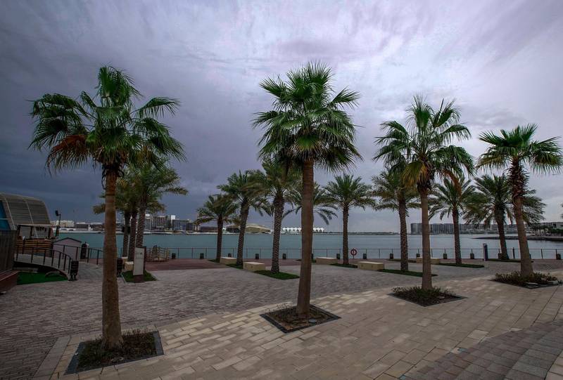 Abu Dhabi, United Arab Emirates, March 21, 2020.  Cloudy weather at the Al Bandar Marina, Abu Dhabi.Victor Besa / The NationalReporter:   Section: