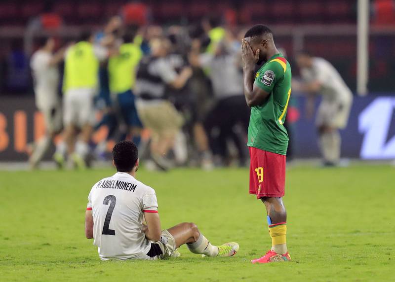 Dejected Cameroon player Collins Fai after the match. Reuters