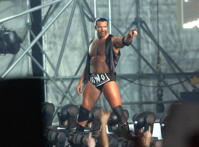 Scott Hall as a member of the NWO during WrestleMania X8 in 2002. George Pimentel / WireImage