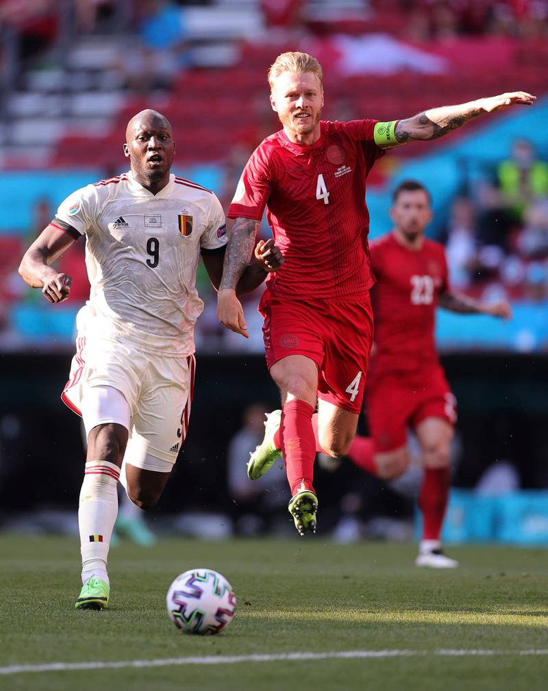 Simon Kjaer - 7: AC Milan defender up against Inter Milan rival in Lukaku and certainly won his dual in first half but left on his backside in run-up to Thorgan Hazard’s goal as big striker showed his quality after break. PA