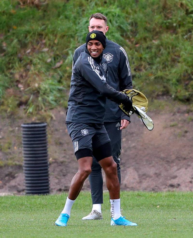 Manchester United's Ashley Young during the training session at the AON Training Complex.