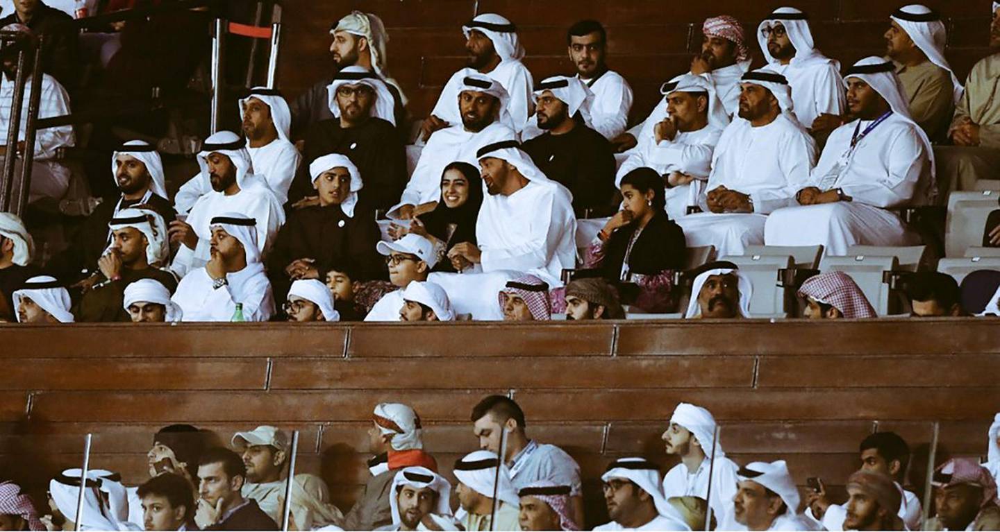 Sheikh Mohamed bin Zayed was joined by other dignitaries at the match. Courtesy UAEFA