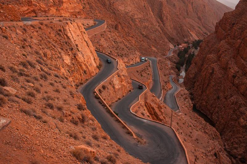 Hairpin bends of the Dades Gorges mountain pass in Morocco. Unsplash