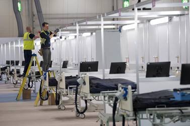 Nightingale Hospital has about 4,000 beds over 80 wards, making it one of the largest hospitals in the world. The ExCeL in London was transformed into the facility after projections showed thousands of Londoners were expected to need in-hospital treatment for Covid-19. Stefan Rousseau / Getty Images