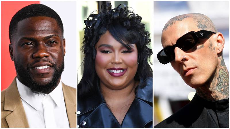 Surprising to some but Kevin Hart, Lizzo and Travis Barker are all vegans. Getty Images; AFP