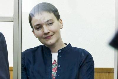 Ukrainian pilot Nadezhda Savchenko appears in a Russian court on March 21, 2016 for her alleged involvement in the killing of two Russian state TV journalists in eastern Ukraine in 2014. APTN via AP