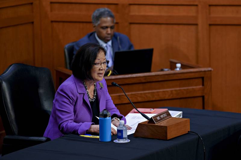 Mazie Hirono speaks during the Senate Judiciary Committee hearing. Bloomberg 