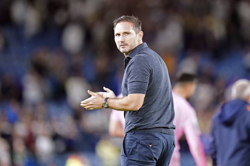 Everton manager Frank Lampard applauds fans after the final whistle. PA
