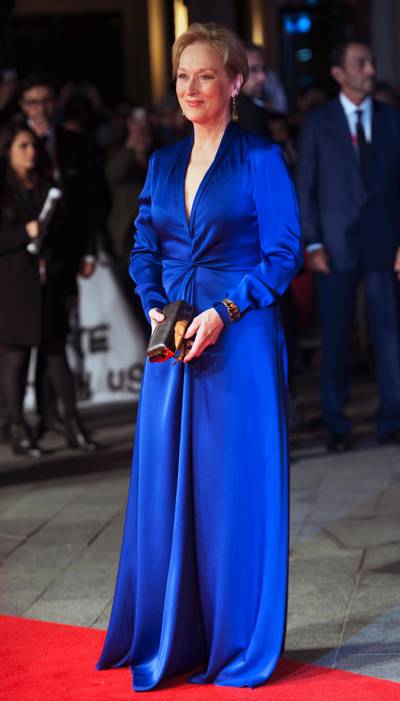 epa04967826 US actress/cast member Meryl Streep arrives for the premiere of 'Suffragette' at the 59th BFI London Film Festival, in London, Britain, 07 October 2015. The movie is due to open in the United Kingdom on 23 October. The festival runs from 07 to 18 October.  EPA/WILL OLIVER