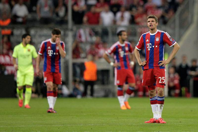 Thomas Muller of Bayern Munich shown on Tuesday night during his side's 5-3 aggregate defeat to Barcelona in the Champions League semi-final. Adam Pretty / Bongarts / Getty Images