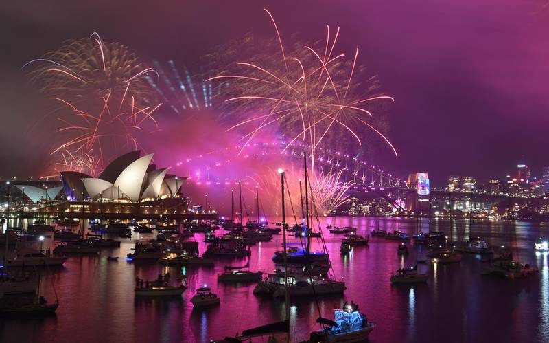 New Year's Eve fireworks explode over the Harbour Bridge and Opera House in Sydney. AFP