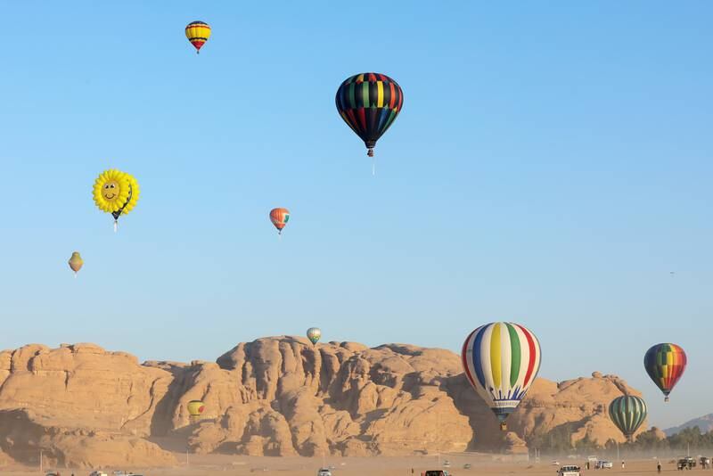 Hot-air balloons fly in the Wadi Rum desert, Jordan. Reuters
