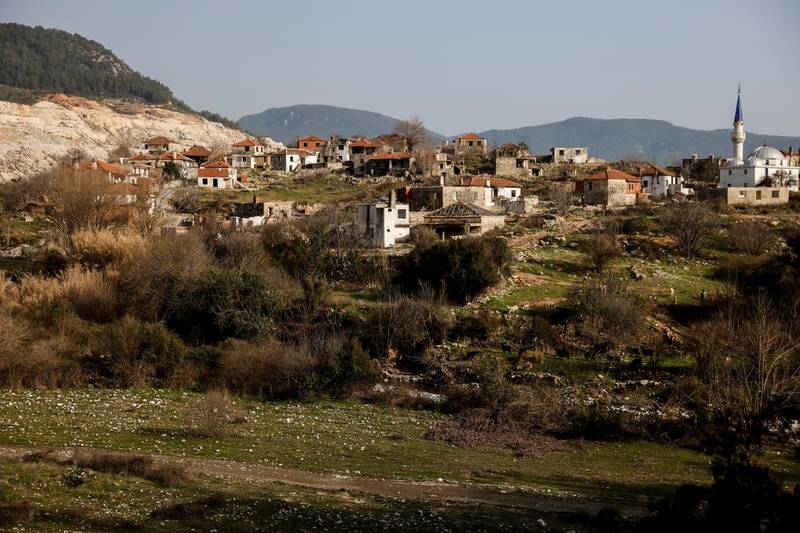 Abandoned houses and a mosque of Isikdere neighbourhood of Ikizkoy village, near Milas, in Mugla province, Turkey. Reuters