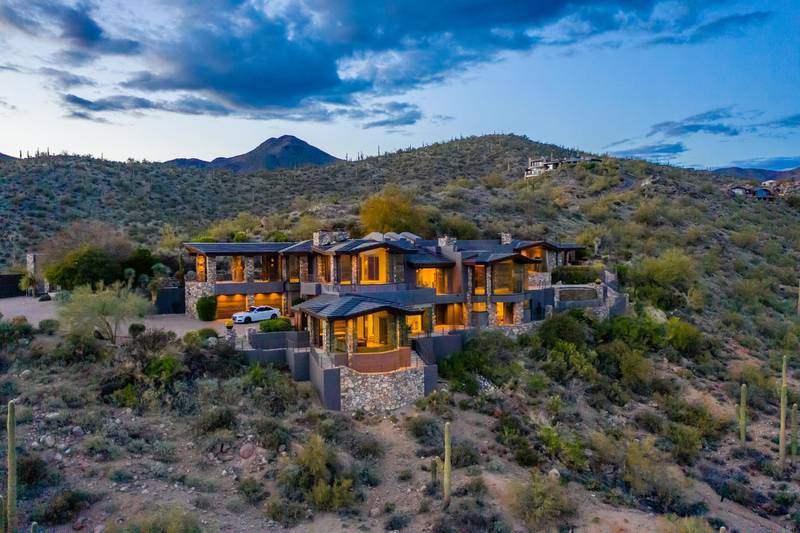 The hacienda-style property is located on Desert Mountain in Scottsdale, Arizona. Courtesy Engel & Voolkers