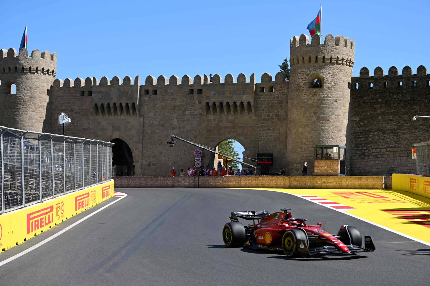 Ferrari driver Charles Leclerc during practice for the Azerbaijan Grand Prix. AFP