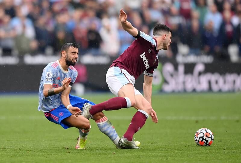 Declan Rice - 8: England midfielder has been linked with move to opponents – and it’s easy to see why. Becoming a master at breaking up opposition and setting West Ham off on attacks. Some lung-bursting runs forward with ball in second half. Getty