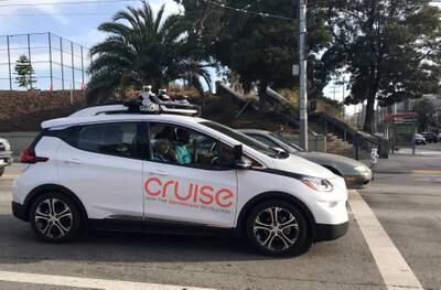 A self-driving car by Cruise, owned by General Motors, outside the company's headquarters in San Francisco. Reuters
