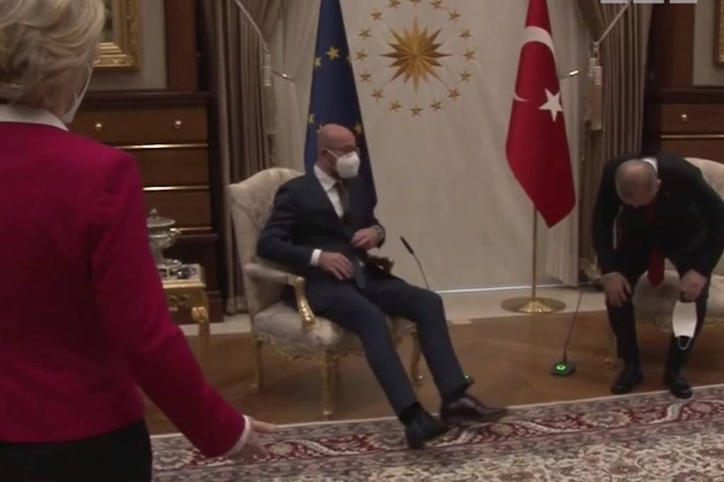Watch moment Ursula Von Der Leyen snubbed at Erdogan meeting