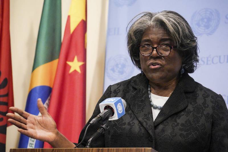 US ambassador Linda Thomas-Greenfield told the Security Council on Wednesday that the Biden administration had supported a two-state solution from day one. AP 