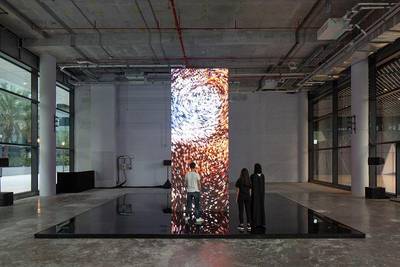 Digital information is represented on four LED panels comprised of three billion pixels. Courtesy ICD Brookfield Place