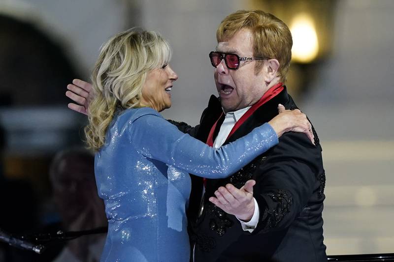 Sir Elton told first lady Jill Biden that he was absolutely 'flabbergasted'. AP